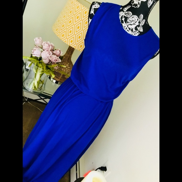 H&M Dresses Hm Royal Blue Stretchy Maxi Dress Poshmark